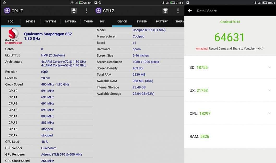 Antutu Coolpad R116 Cool Dual