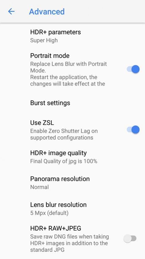 seting google camera