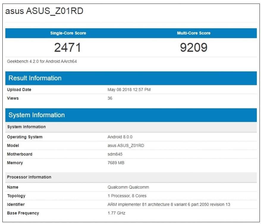 Asus zenfone 5z geekbench