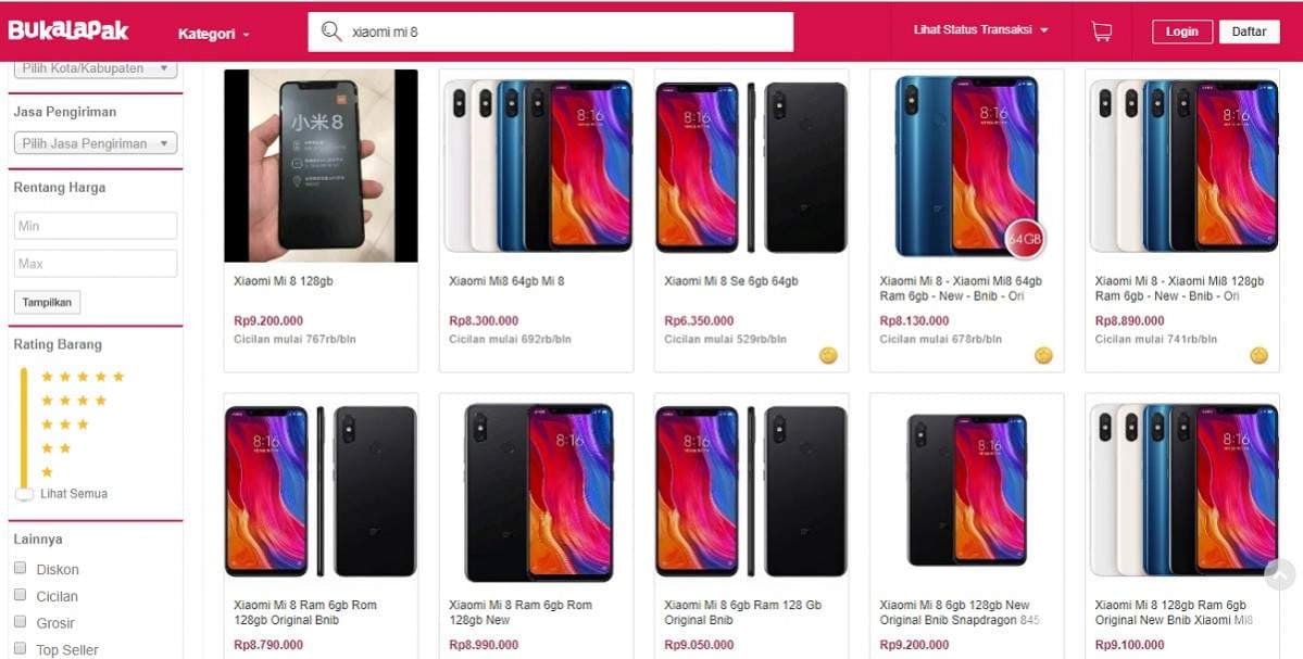 harga xiaomi mi 8