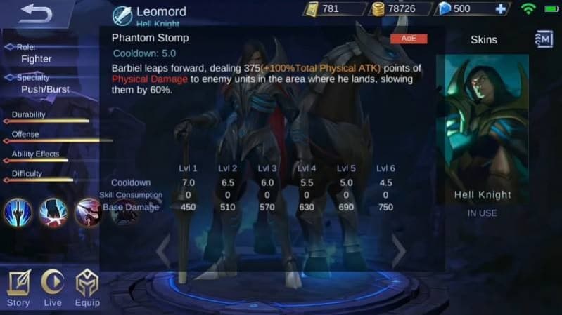 hero leomord mobile legends