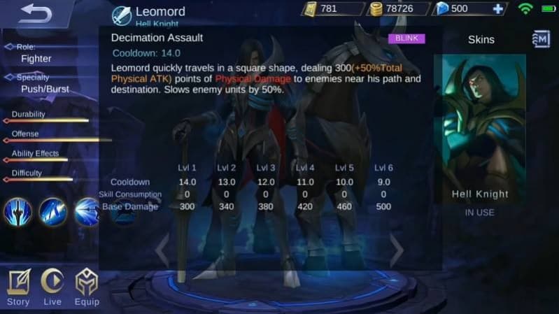 hero leomord mobile legends