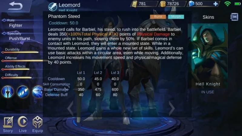 hero leomord mobile legends