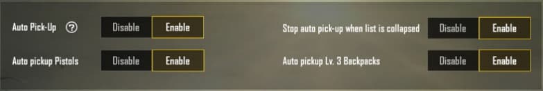 auto pick up pubg mobile