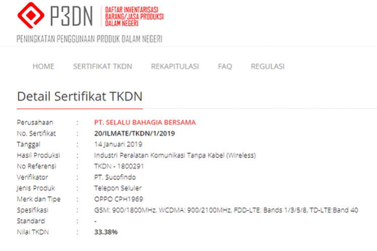 oppo tkdn