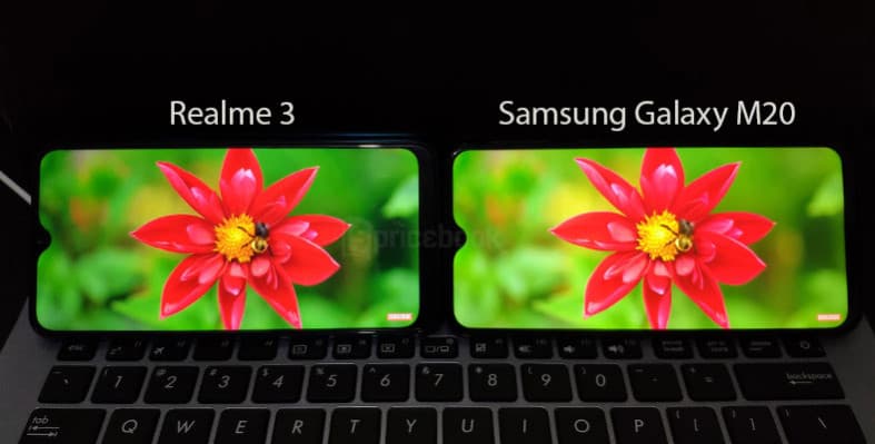 Layar Realme 3 vs Samsung Galaxy M20