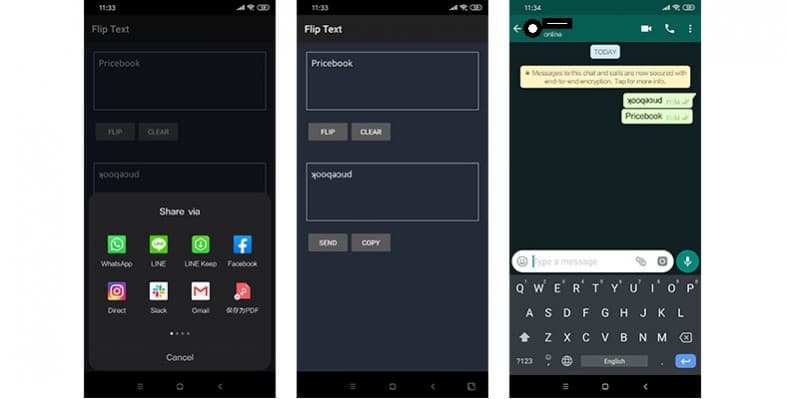 Mengubah Font WhatsApp Teks Terbalik