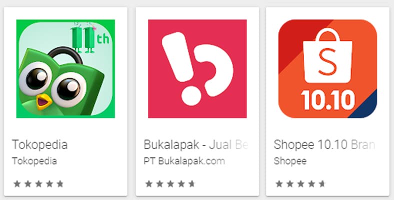 Tokopedia, Bukalapak, Shopee