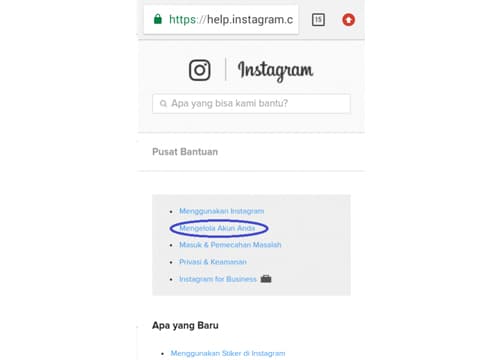 3. Berada di Halaman Website Instagram Help Center