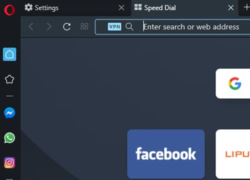buka tab baru nanti akan muncul tulisan VPN disamping bar pencarian URL