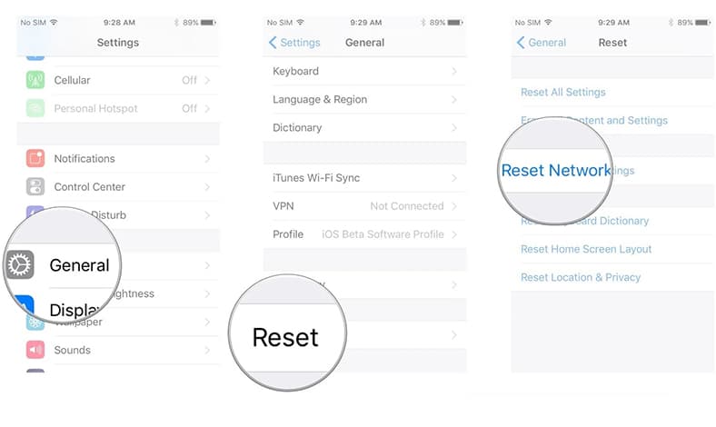 Reset Network Setting iphone