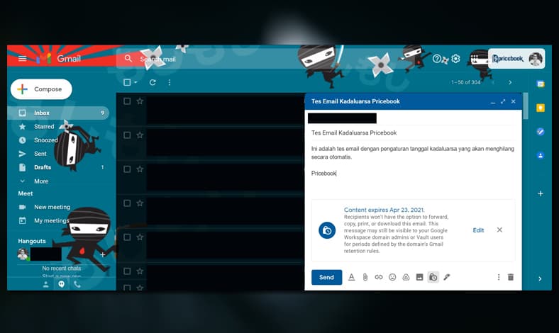 cara mengatur confidential mode gmail