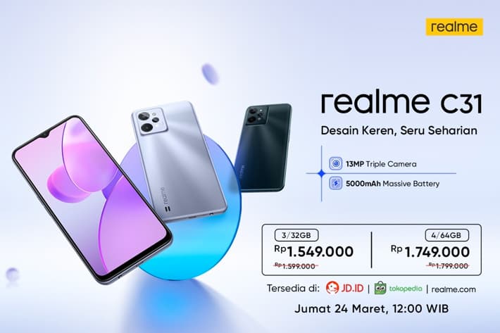 realme C31, Hp 1 Jutaan Terbaru dari realme