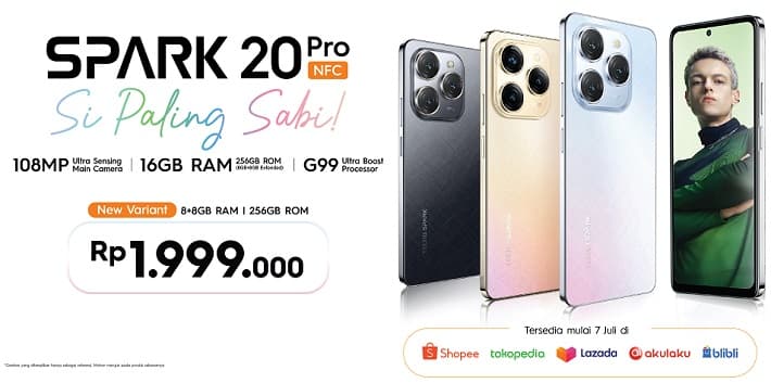 Tecno Spark 20 Pro Varian Baru Harga Lebih Murah