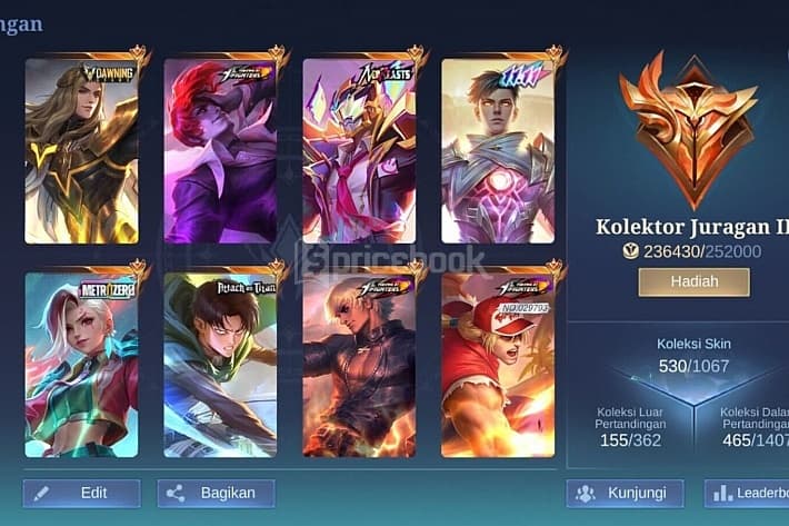 10 Skin Kolektor Mobile Legends yang Jadi Simbol Akun Sultan